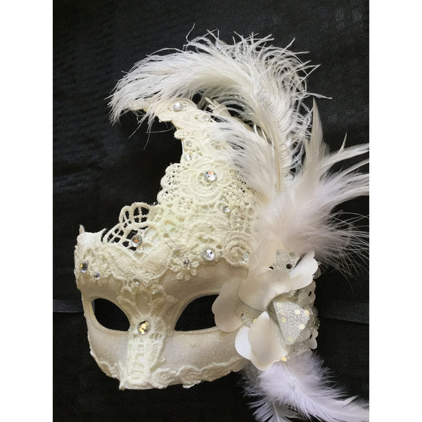 White Venetian Masquerade Mask - Mardi Gras Masks (STC12905)