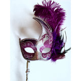 Purple and Silver Mardi Gras Mask on Stick